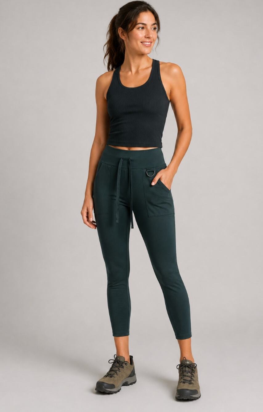 FLX Ascent High Rise Trail Leggings Midnight Green Gorpcore Utility Outdoors M